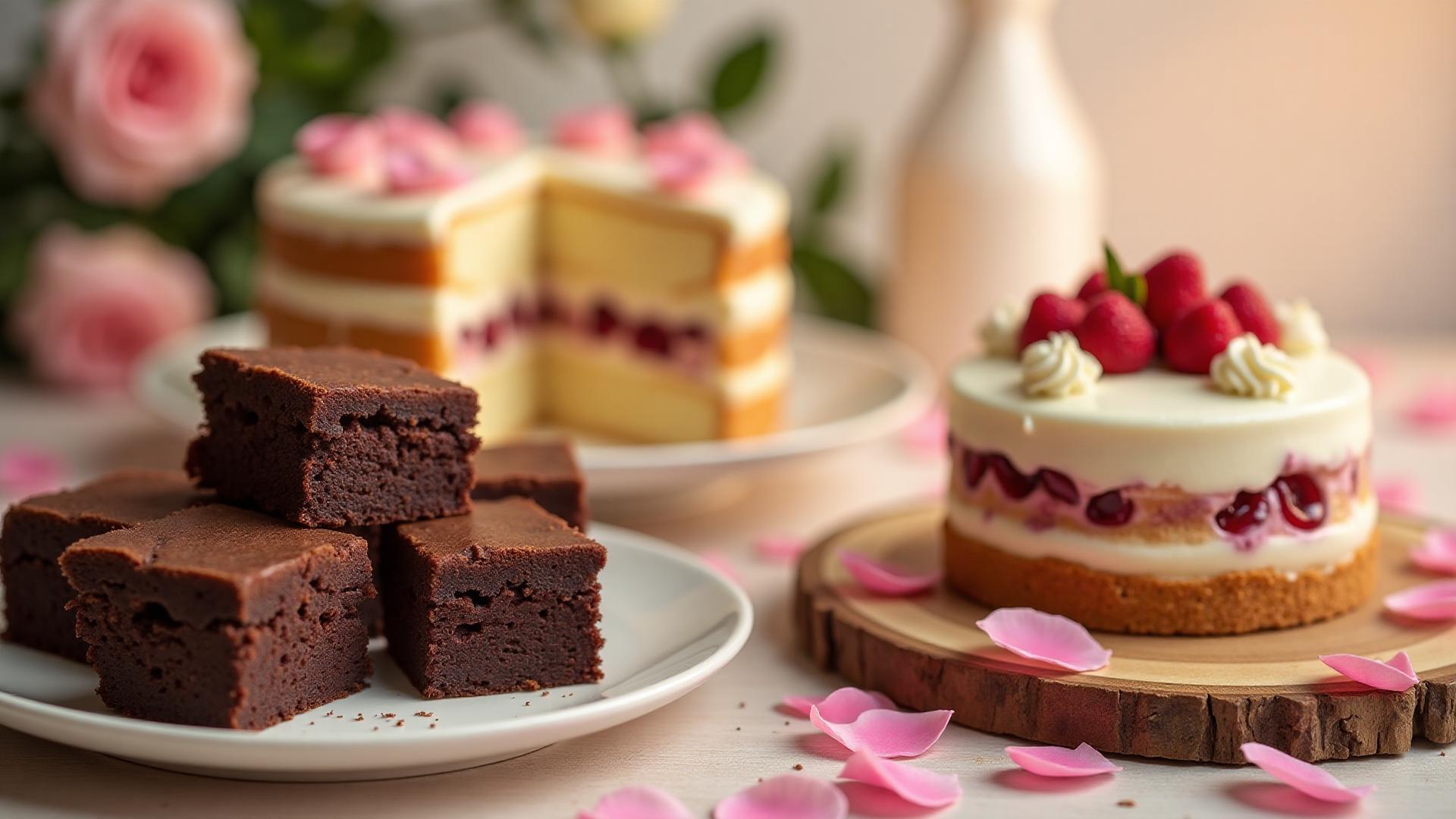 Delicious cakes and brownies